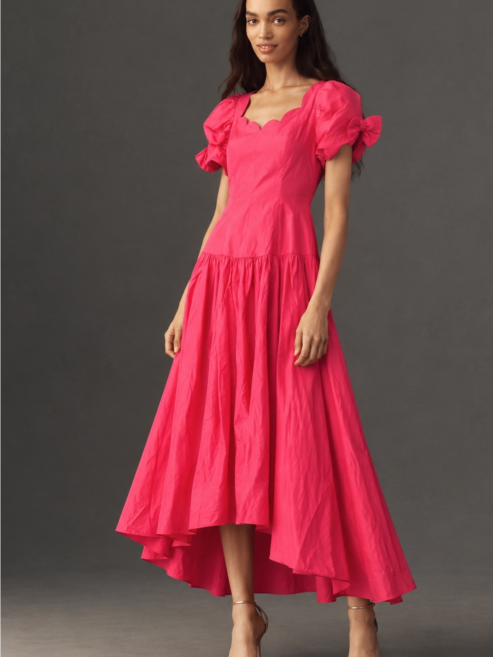 VTG Alfred Angelo Hot Pink Victorian Revival Fairycore Taffeta Princess Gown